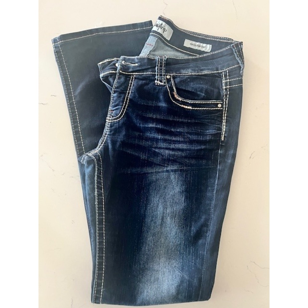 Women's Daytrip Virgo Bootcut Jeans  31L Dark Wash Contrast Stitch Denim Pants